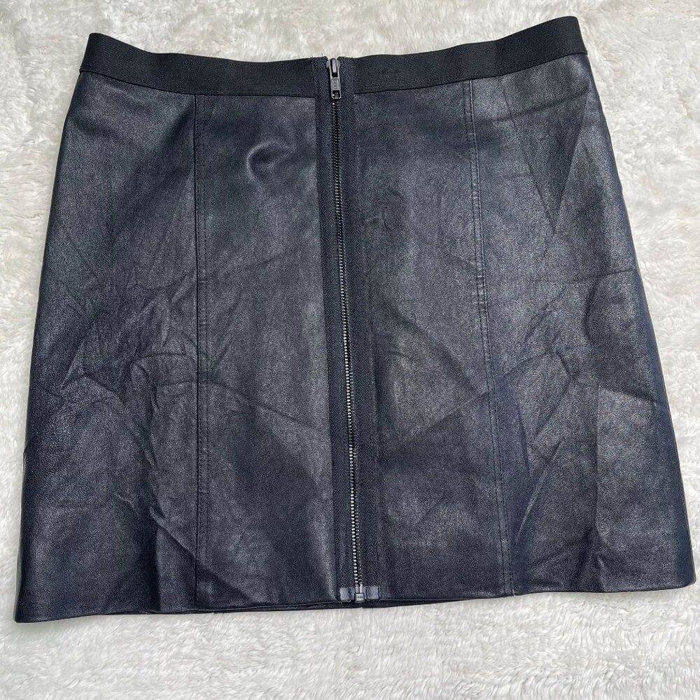 Theory Women's Black 100% Leather Pencil Zip Up Skirt Size 6